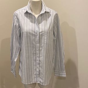 Grayson the Hero button down cotton striped shirt blue white sz 3, M/L